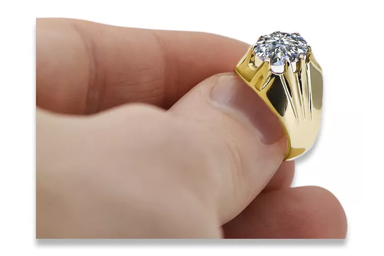 Vintage unikatowe Pierścionek Cyrkonia 14k żółte złoto vrc016y